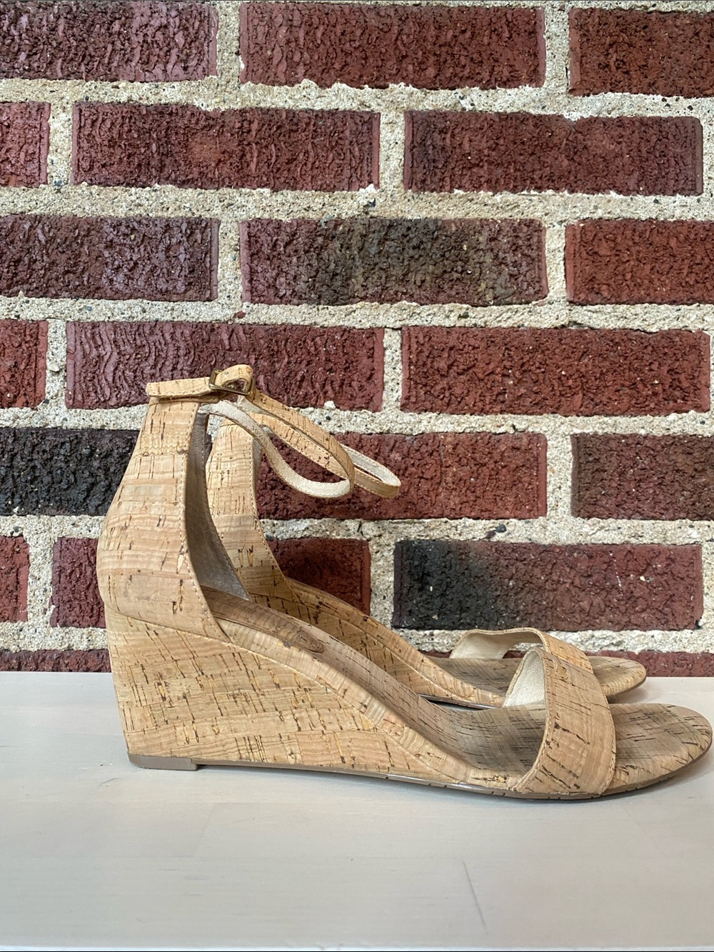 Vaneli Womens Cork Ankle-Strap wedge Sandals - Natural US 10.5